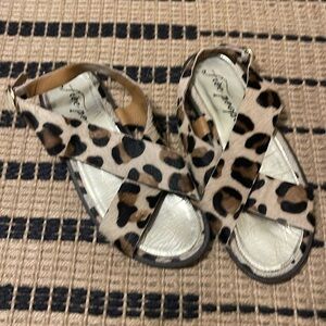 Free People Leopard Print Cow Leather Strap Sandals